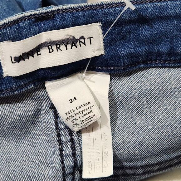 Lane Bryant Skinny Jeans Size 24 Mid-rise Blue Distressed Stretch B5 - Picture 13 of 16